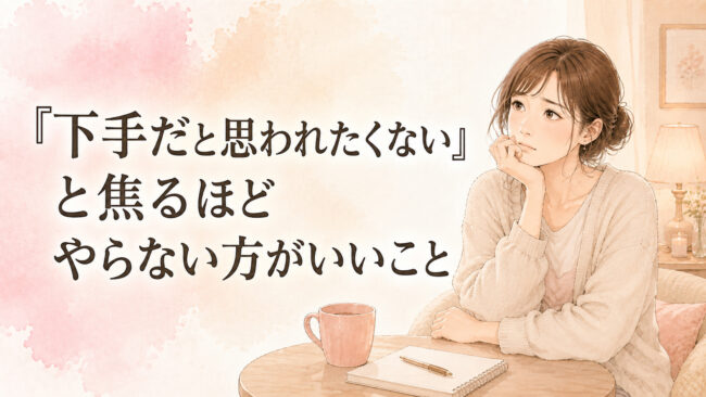 「下手だと思われたくない」と焦るほどやらない方がいいこと